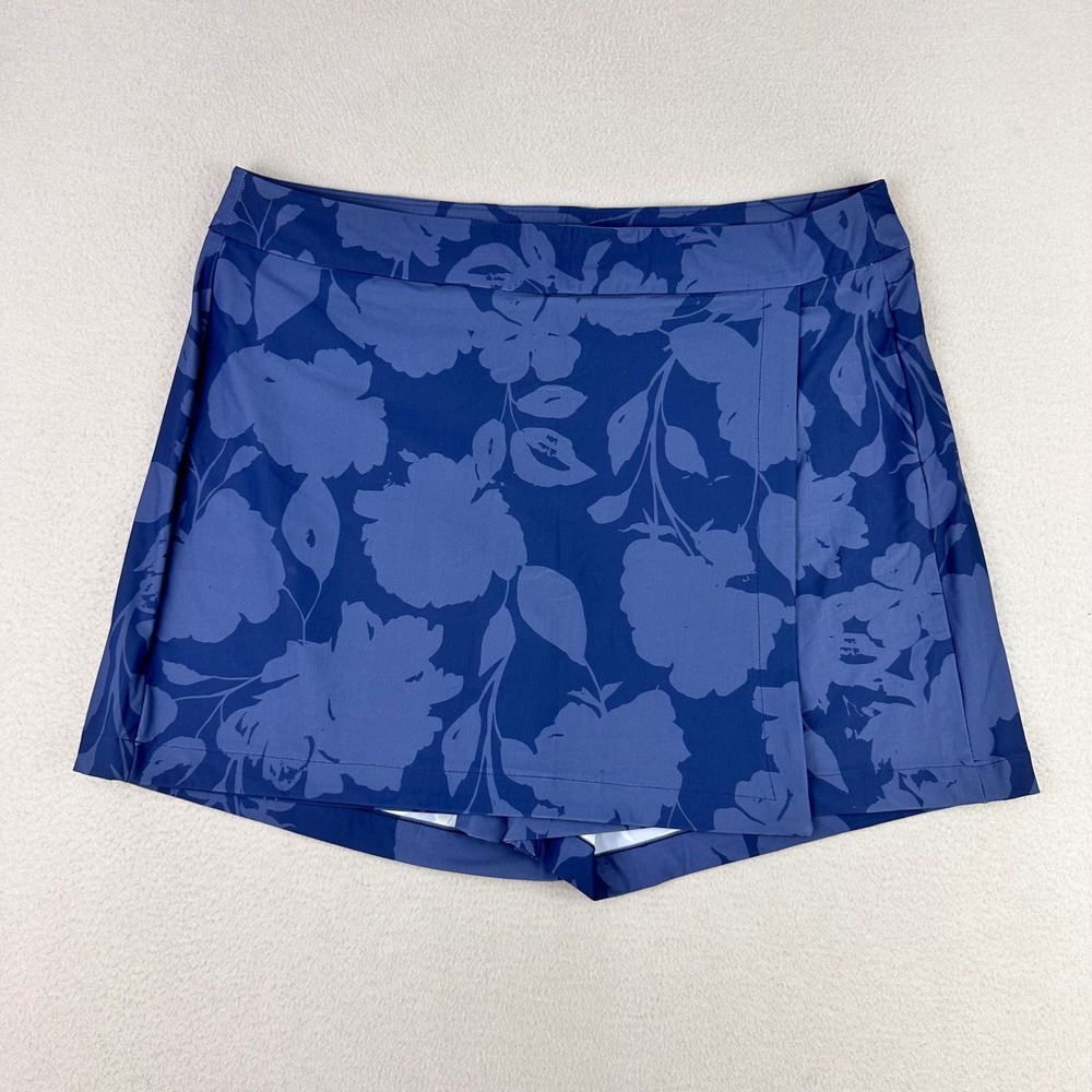 SPANX Sunshine Skort Womens XL Blue Floral Performance Stretch High Rise